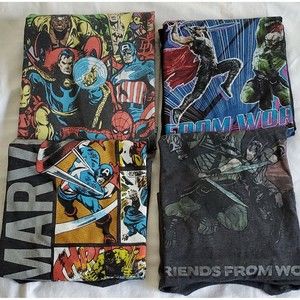 4 Marvel Comics Hulk Thor Captain America Gray Black T Shirts Ragnarok Mens L